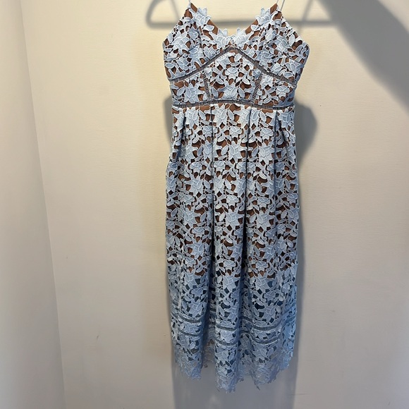 Self-Portrait Azalea Midi Dress in light blue, US 4, worn twice - Picture 4 of 9